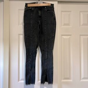 ABERCROMBIE & FITCH THE SKINNY HIGH RISE CURVY BLACK SPLIT FRAYED HEM JEAN 4s/27